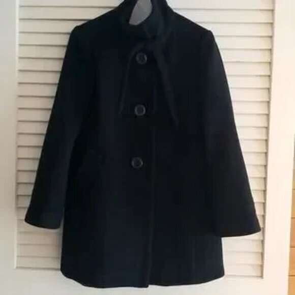 J. Crew Wool-Cashmere Black "Carrie" Flared Coat - Picture 2 of 12